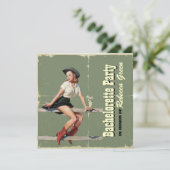 western land bachelorette : retro cowgirl kaart (Staand voorkant)