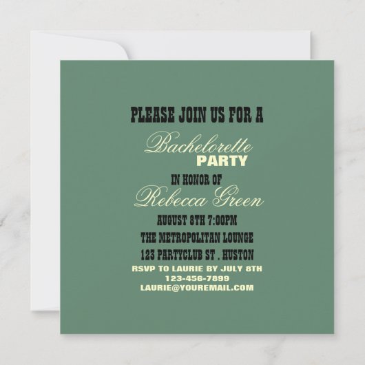 western land bachelorette : retro cowgirl kaart (Achterkant)