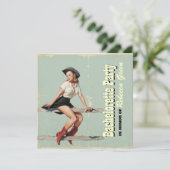 western land bachelorette : retro cowgirl kaart (Staand voorkant)