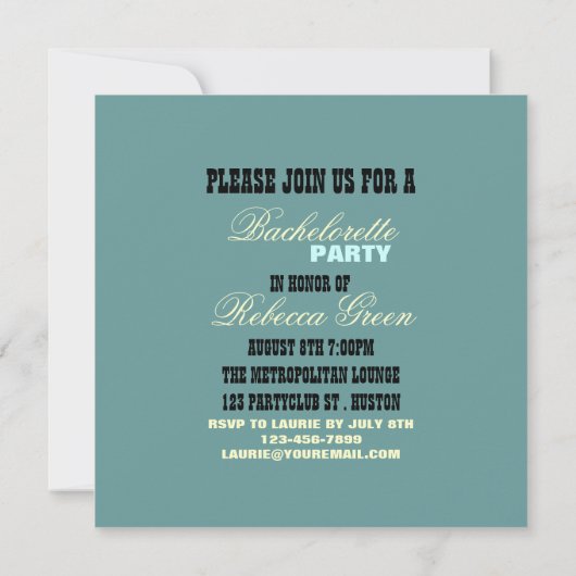 western land bachelorette : retro cowgirl kaart (Achterkant)