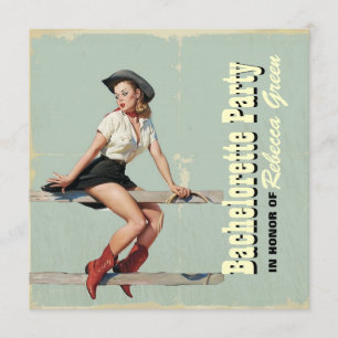 western land bachelorette : retro cowgirl kaart