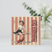 western land bachelorette : retro cowgirl kaart (Staand voorkant)