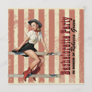 western land bachelorette : retro cowgirl kaart
