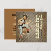 western land bachelorette : retro cowgirl kaart (Voorkant / Achterkant)