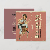 western land bachelorette : retro cowgirl kaart (Voorkant / Achterkant)