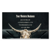Western land Beige Gray Rustic Bull Koe Magnetisch Visitekaartje (Voorkant)