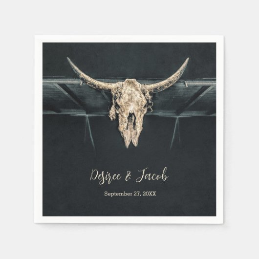 Western land Beige Gray Rustic Bull Koe Servet (Voorkant)