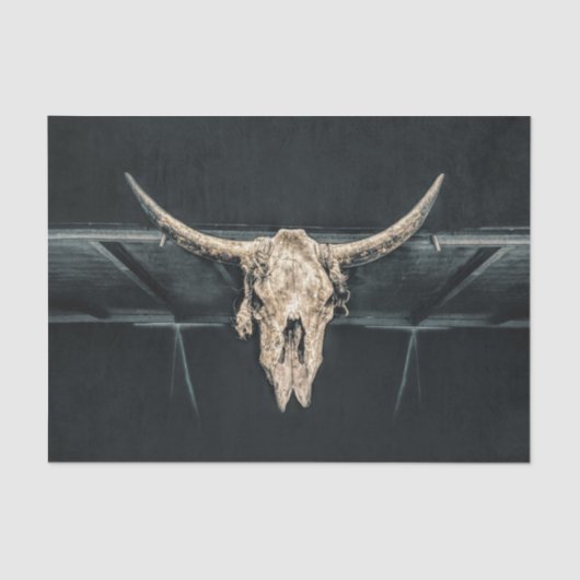 Western land Beige Gray Rustic Bull Koe Tissuepapier (Voorkant)