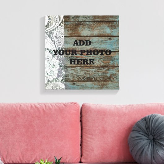 western land blauw schuur hout kant bruiloft canvas afdruk (Insitu (Woonkamer))