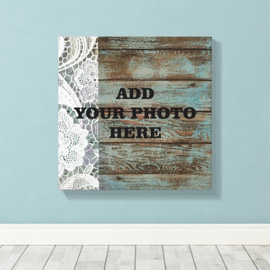 western land blauw schuur hout kant bruiloft canvas afdruk (Insitu (Houten vloer))