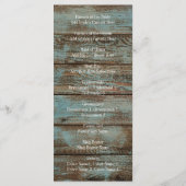 western land blauw schuur hout kant bruiloft menu (Achterkant)