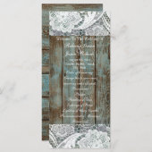 western land blauw schuur hout kant bruiloft menu (Voorkant / Achterkant)