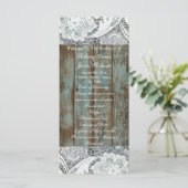 western land blauw schuur hout kant bruiloft menu (Staand voorkant)