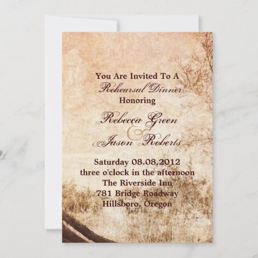 western land boerderij bruiloft repesial Dinner Kaart (Voorkant)