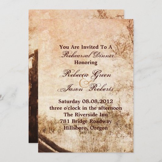 western land boerderij bruiloft repesial Dinner Kaart (Voorkant / Achterkant)