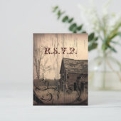 western land boerderij schuur bruiloft reactie RSV Uitnodiging Briefkaart (Staand voorkant)