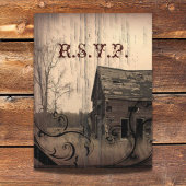 western land boerderij schuur bruiloft reactie RSV Uitnodiging Briefkaart