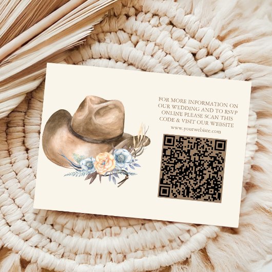 Western Land Boheemse Bloemen Bruiloft Informatiekaartje