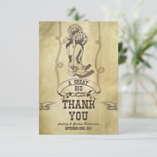 western land bruiloft dank u kaarten (Staand voorkant)