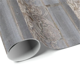 western land bruiloft met roestvrij hout cadeaupapier