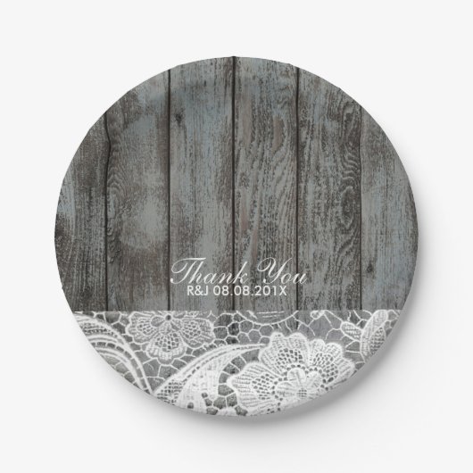 western land bruiloft met roestvrij hout papieren bordje (Voorkant)