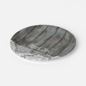 western land bruiloft met roestvrij hout papieren bordje (Gekanteld)