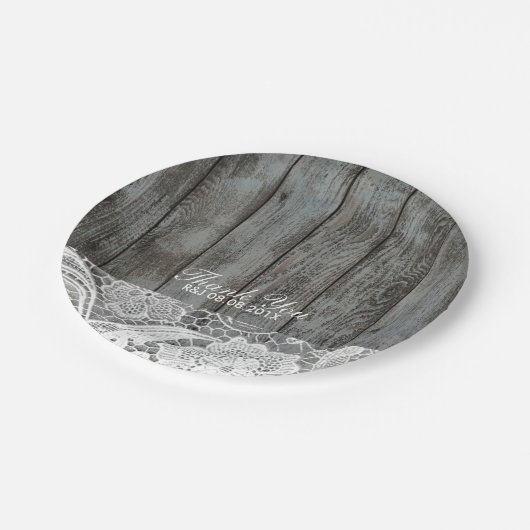 western land bruiloft met roestvrij hout papieren bordje (Gekanteld)