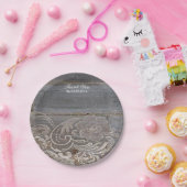 western land bruiloft met roestvrij hout papieren bordje (Feest)