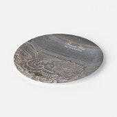 western land bruiloft met roestvrij hout papieren bordje (Gekanteld)