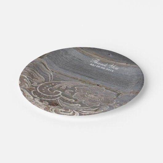 western land bruiloft met roestvrij hout papieren bordje (Gekanteld)