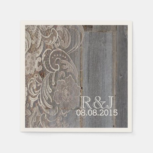 western land bruiloft met roestvrij hout servetten (Voorkant)