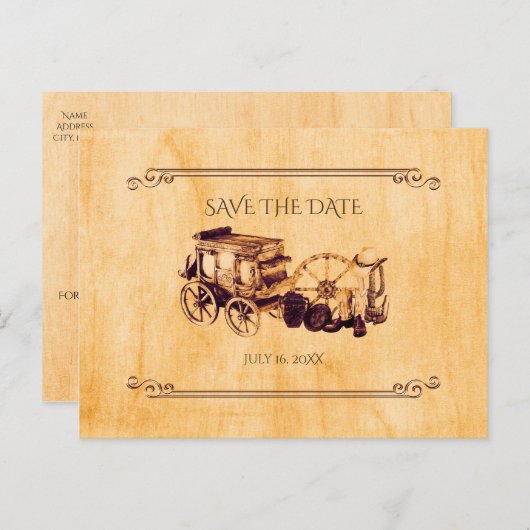 Western  land bruiloft opslaan van de datum aankondigingskaart (Voorkant / Achterkant)