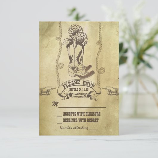 western land bruiloft RSVP (Staand voorkant)