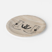 Western land bruiloft rustieke cowboy hout papieren bordje (Gekanteld)