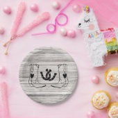 Western land bruiloft rustieke cowboy hout papieren bordje (Feest)