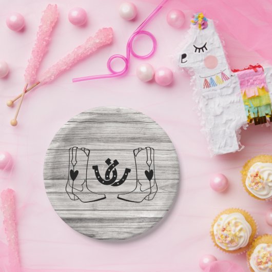 Western land bruiloft rustieke cowboy hout papieren bordje (Feest)