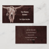 Western Land Bruin Rustic Cowboy Bull Koe Skull Visitekaartje (Voorkant / Achterkant)