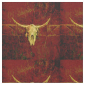 Western Land Bruin Rustiek Patroon Bull Skull Stof (Close Up)