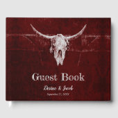 Western land Burgundy Rustic Bull Skull Texture Gastenboek (Voorkant)