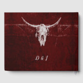 Western land Burgundy Rustic Bull Skull Texture Gastenboek (Achterkant)