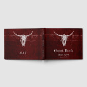 Western land Burgundy Rustic Bull Skull Texture Gastenboek (Volledig)