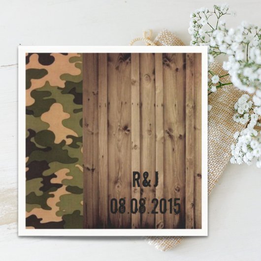 western land Camo Wedding met bijtende schuur Servet