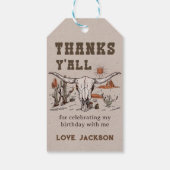 Western land Cowboy Birthday Bedankt Cadeaulabel (Achterkant)