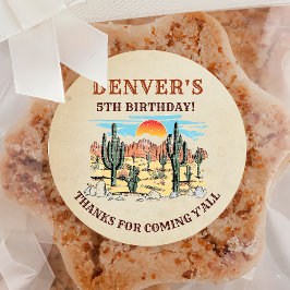 Western land Cowboy Birthday Bedankt Ronde Sticker