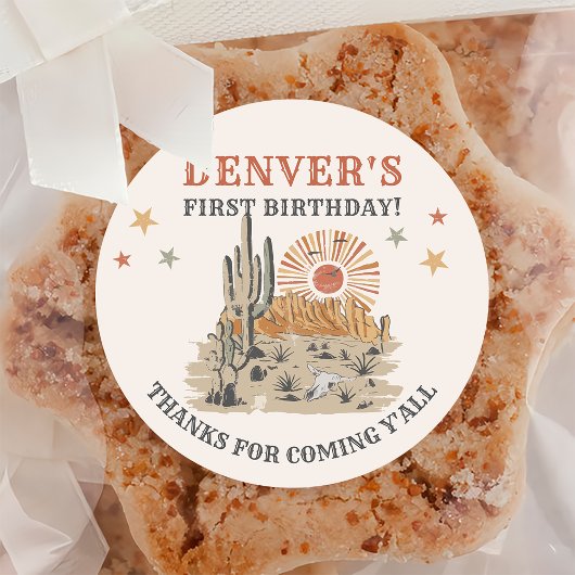 Western land Cowboy Birthday Bedankt Ronde Sticker