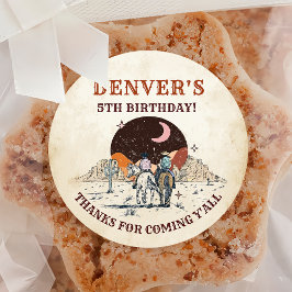Western land Cowboy Birthday Bedankt Ronde Sticker