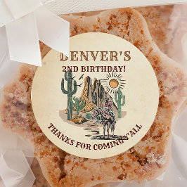 Western land Cowboy Birthday Bedankt Ronde Sticker