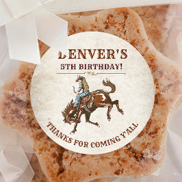 Western land Cowboy Birthday Bedankt Ronde Sticker