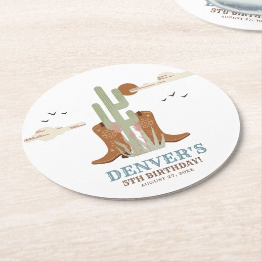 Western land Cowboy Birthday Rustic Ronde Kartonnen Onderzetter (Gebogen)