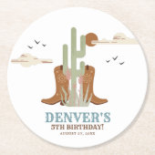 Western land Cowboy Birthday Rustic Ronde Kartonnen Onderzetter (Voorkant)